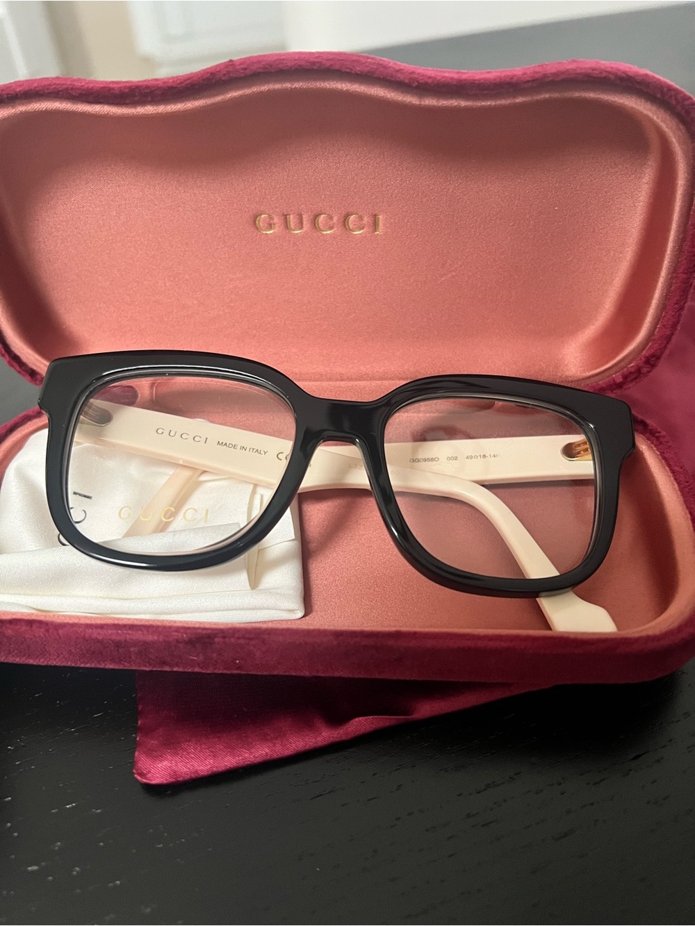 Gucci Black and Gold Square Frame Glasses - Picture 6 of 6